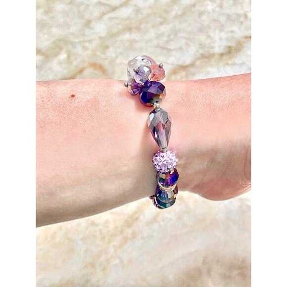 Purple Crystal Beaded Bracelet Set - Picture 14 of 16